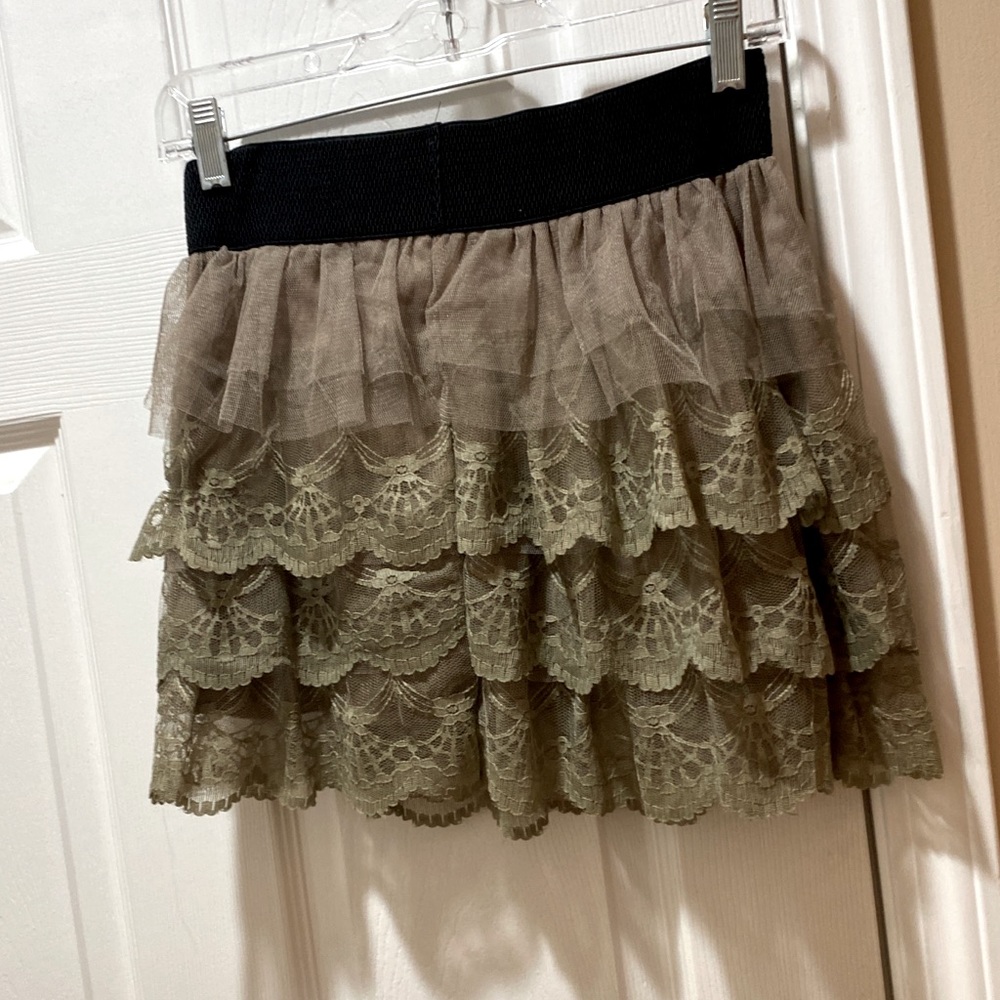 Mint Green lace layered ruffle skirt.